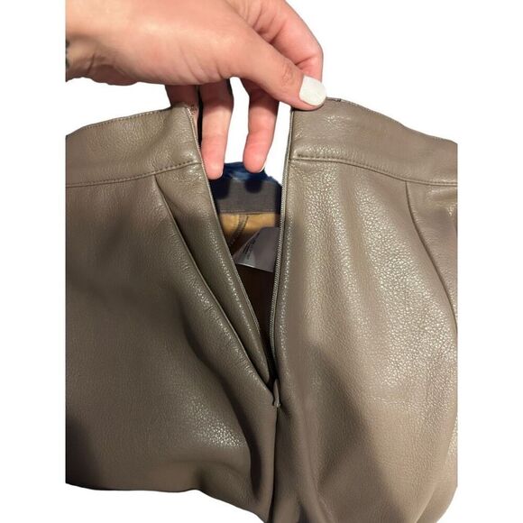 Sage the Label Tan Faux Vegan leather High-Rise Straight Leg Pants Size XS - Picture 10 of 16